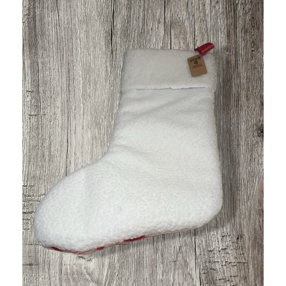Victoria's Secret PINK White Candy Cane Christmas Stocking 16 in x 10 in NWT